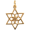 14k Yellow Gold Small Star of David Pendant with Spiral Design