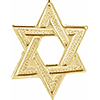 14k Yellow Gold Slender Star of David Pendant 1in
