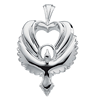 14k White Gold Dove and Heart Pendant 30x20mm