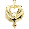 14K Yellow Gold Holy Spirit Dove and Heart Pendant 30x20mm