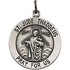 Sterling Silver Round  St. Jude Thaddeus Medal with Chain