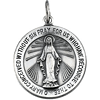 Sterling Silver Round Miraculous Medal & Chain