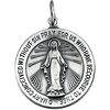  Sterling Silver Round Miraculous Medal 7/8in