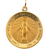 18k Yellow Gold Round Miraculous Medal 7/8in