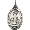 Sterling Silver Oval Miraculous Medal 1 1/8in