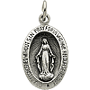 Sterling Silver Oval Miraculous Medal & Chain