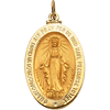 18k Yellow Gold Oval 29x20mm Miraculous Medal