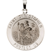 14k White Gold Classic Round St. Christopher Medal