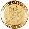 14k Yellow Gold Round St. Christopher Medal