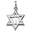 14k White Gold Star of David Chai Pendant 19x14mm