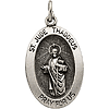 Sterling Silver Oval St. Jude Medal with Chain