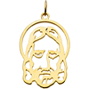 14k Yellow Gold Face of Jesus Silhouette Pendant