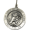 Sterling Silver 18.25mm Lady of Mount Carmel Medal & Chain