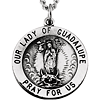 Sterling Silver Round Lady of Guadalupe Medal & Chain