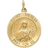 14kt Yellow Gold Round St. Theresa Medal