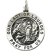 Sterling Silver Lady of Lourdes Medal 18.25mm & 18in Chain