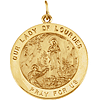 14k Yellow Gold Lady of Lourdes Medal