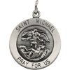14k White Gold Round St. Michael Medal