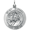 Sterling Silver Antiqued Round St Michael Medal
