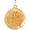 14kt Yelllow Gold Round St. Anne Medal