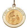 14k Yellow Gold Round First Holy Communion Medal