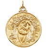 14kt Yellow Gold Round Face of Jesus Medal