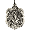 Sterling Silver St. Michael Badge Medal & Chain