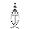 14kt White Gold Ichthus Pendant