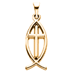 14kt Yellow Gold Fish with Cross Pendant