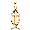 14k Yellow Gold Fish with Cross Pendant