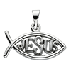 14kt White Gold Fish with Jesus Pendant