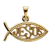 14kt Yellow Gold Fish with Jesus Pendant