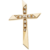 14kt Yellow Gold .08 ct Diamond Pointed Cross Pendant 1in