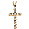 14kt Yellow Gold 1/8 ct Diamond Cross with V Bail