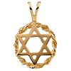 14k Yellow Gold Star of David Braided Round Pendant 1/2in