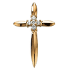 14k Yellow Gold .07 CT Diamond Pointed Cross Pendant