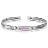 Sterling Silver Tubogas Baby Pink CZ Cuff Bangle