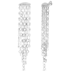 Sterling Silver Heart Link Chain Drop Fringe Earrings