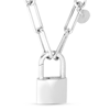 Sterling Silver Padlock Paper Clip Link Necklace