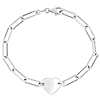 Sterling Silver Heart Paperclip Link Bracelet 7.25in
