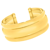 Gold-plated Sterling Silver Bold Ribbed Cuff Bangle Bracelet
