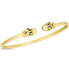 14k Yellow Gold Panther Bangle Bracelet With Green and Black Enamel