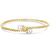 14k Yellow Gold Slender Bypass Bangle with Freshwater Cultured Pearls