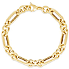 14k Yellow Gold 7.5in Mixed Round and Paper Clip Link Bracelet 8mm Thick