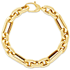 14k Yellow Gold Ladies' Paperclip and Oval Link Chunky Bracelet 7.5in