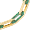 14k Yellow Gold Malachite Paper Clip Link Bracelet