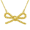 14k Yellow Gold Bow Necklace with Rope Texture