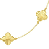 14k Yellow Gold Five Clover Station Necklace
