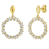 14k Two-tone Gold Diamond-cut Circle Drop Earrings