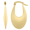 14k Yellow Gold Modern Creole Oval Hoop Earrings 1in